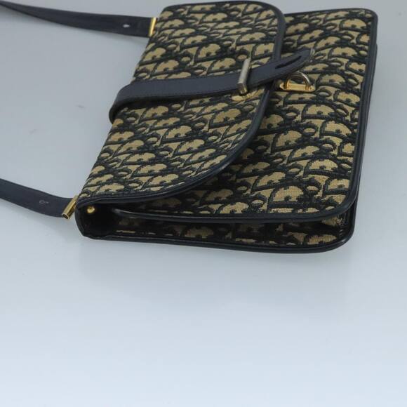 DIOR Trotter Canvas Shoulder Bag Navy Gold - Picture 5 of 12
